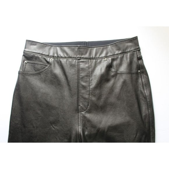 Spanx Leather-Like Ankle Skinny Pant Luxe Black Size Medium Tall - Picture 6 of 12